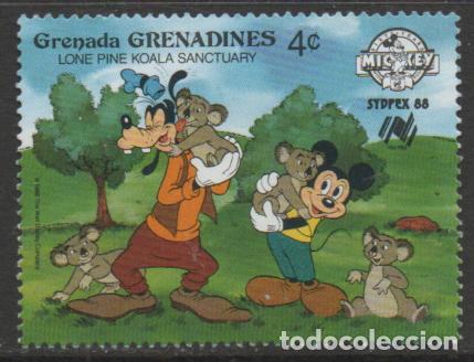 Briefmarken: GRANADA-GRANADINAS IVERT N&ordm; 876, 60.&ordm; aniversario del nacimiento de Mickey Mouse., NUEVO ***