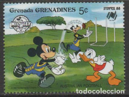 Briefmarken: GRANADA-GRANADINAS IVERT N&ordm; 883 60.&ordm; aniversario del nacimiento de Mickey Mouse., NUEVO ***