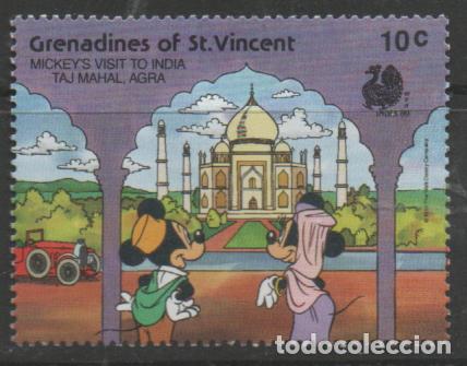 Sellos: GRANADINAS DE SAN VICENTE, IVERT N&ordm; 575 Mickey Mouse con Minnie en la India, NUEVO ***