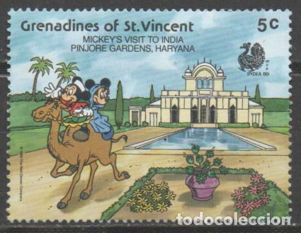 Sellos: GRANADINAS DE SAN VICENTE, IVERT N&ordm; 574 Mickey Mouse con Minnie en la India, HARVANA, NUEVO ***