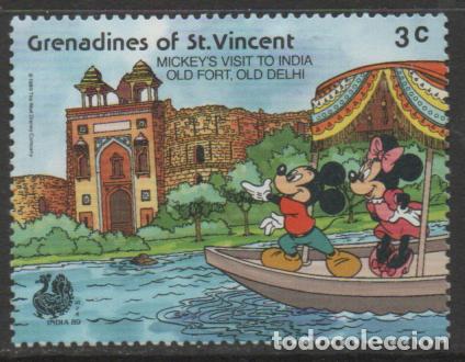 Briefmarken: GRANADINAS DE SAN VICENTE, IVERT N&ordm; 572 Mickey Mouse con Minnie en la India, OLD DELHI, NUEVO ***