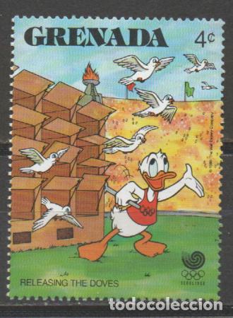 Sellos: GRANADA, IVERT N&ordm; 1545, OLIMPIADA DE SEUL, 1988, DONALD LANZANDO PALOMAS, NUEVO