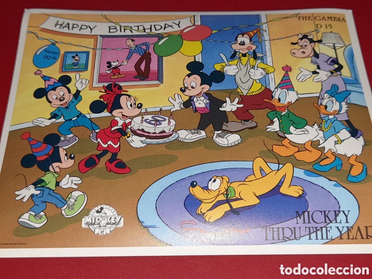 Sellos: HB Gambia nuevo 1989. 60Aniv Mickey. F&aacute;bulas. Disney. Cuentos. Hadas. Perro. Rat&oacute;n. Animaci&oacute;n. Infan