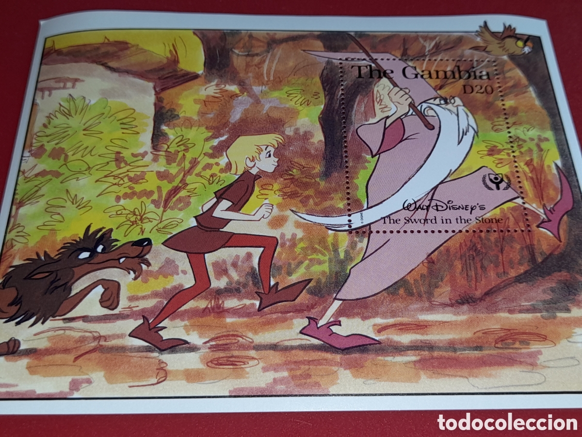 Sellos: HB Gambia nuevo 1991. Disney. A&ntilde;o inter alfabetizaci&oacute;n. Cultura. Infancia. Lobo. Brujo. Dibujos. An