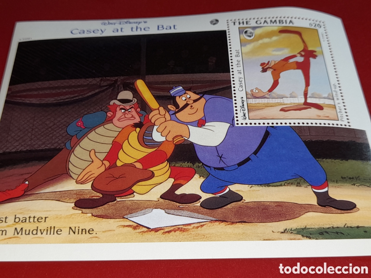Sellos: HB Gambia nuevo 1993. Disney. Casey El bateador. Dibujos. F&aacute;bula. Animaci&oacute;n. Deporte. Hadas.