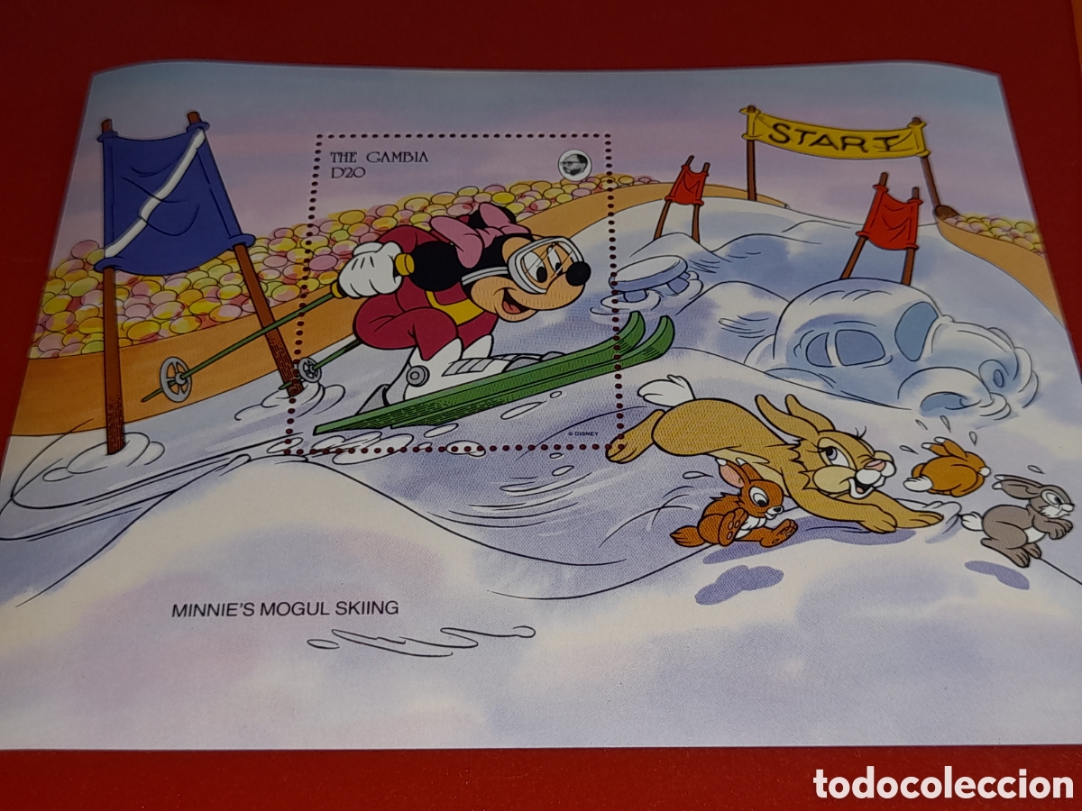 Sellos: HB Gambia nuevo 1993. Disney. Deportes de invierno. Esqu&iacute;. Dibujos. Animaci&oacute;n. Fauna. Hadas.