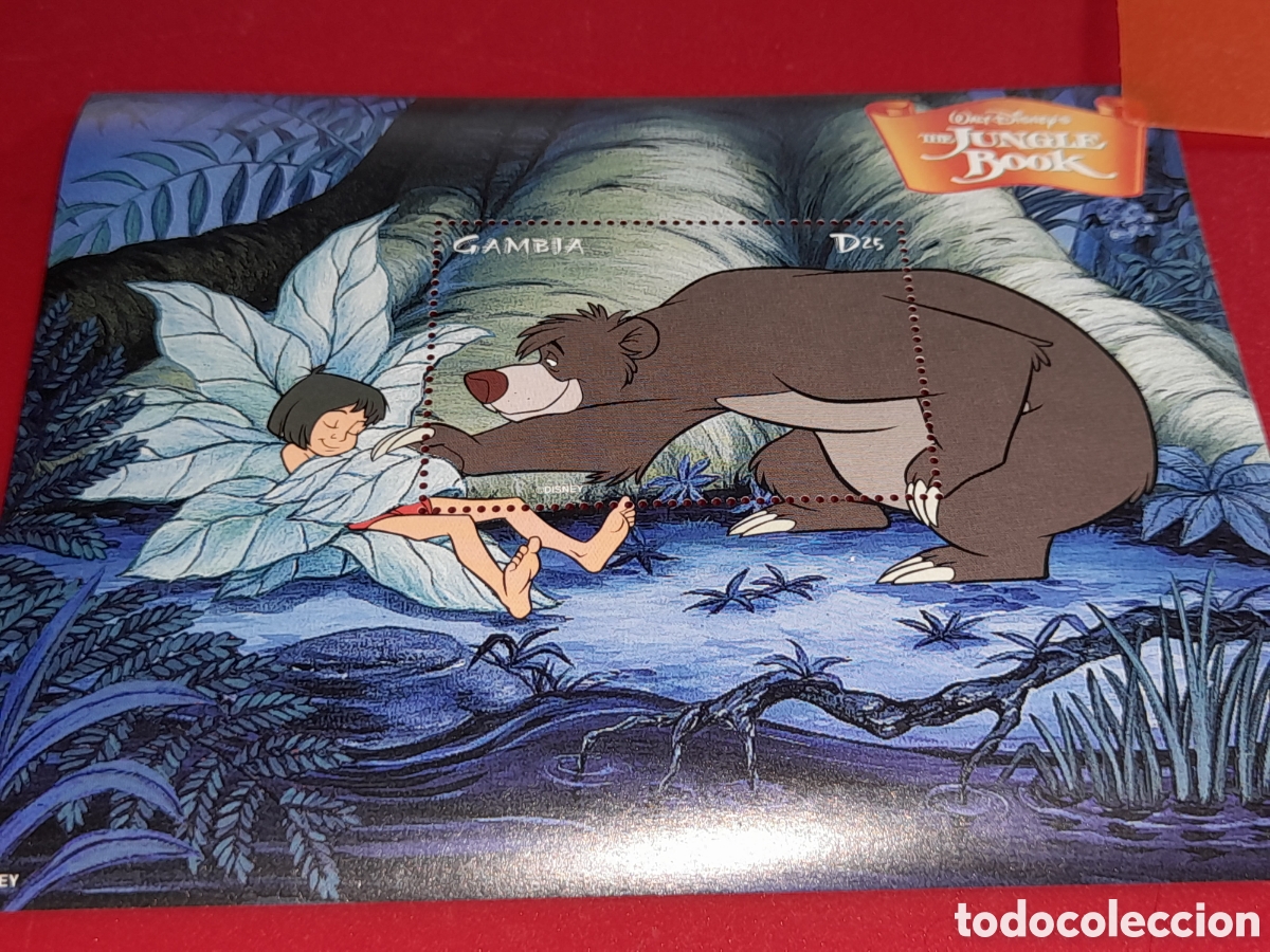 Sellos: HB Gambia nuevo 1999. Disney. El libro jungla. Animaci&oacute;n. Dibujos. Pel&iacute;cula. Fauna. Oso. Cuento