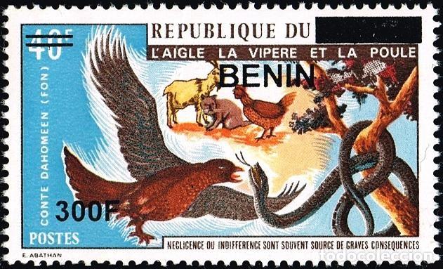 Sellos: Ben&iacute;n 2009 Mi. 1505 sobrecargado &aacute;guila v&iacute;bora gallina cuento dahomeano