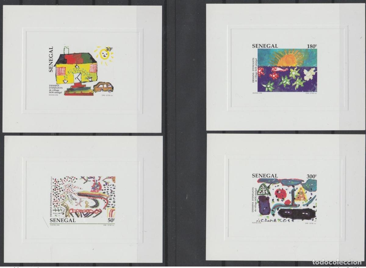 Briefmarken: Senegal 1998 Mi. 1563 - 1566 Prueba de lujo Dibujos infantiles Aldea infantil SOS