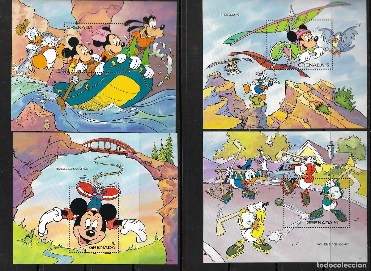 Sellos: GRENADA 1992, HOJAS BLOQUE Mi. 295/98 - TEMA WALT DISNEY - MICKEY Y DONALD - . MNH.