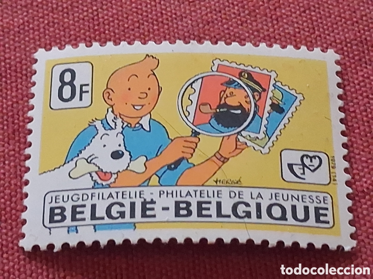 Sellos: Sello B&eacute;lgica nuevo 1979. Filatelia juventud. C&oacute;mics. Animaci&oacute;n. Dibujos. Tint&iacute;n. Perro. Hadas.