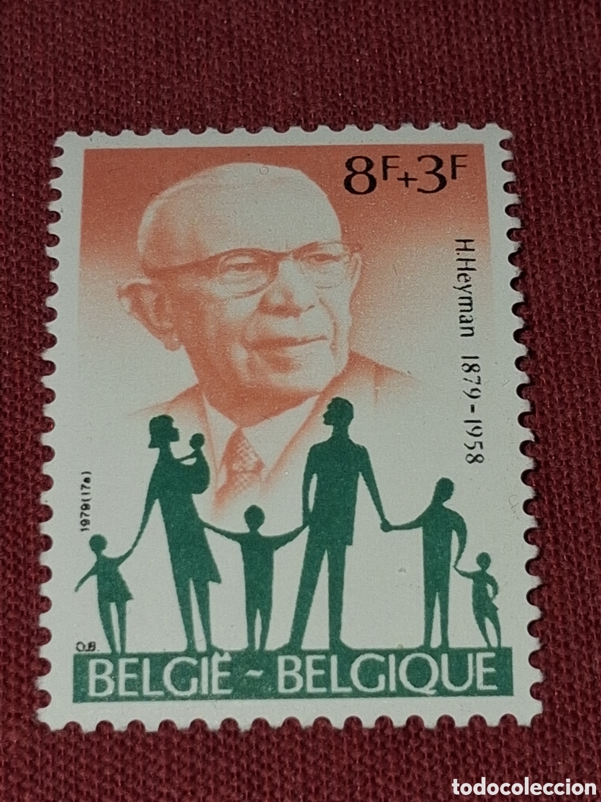 Sellos: Sello (1/3v) B&eacute;lgica nuevo 1979. H. Heyman. Familia. Famosos. Pol&iacute;tico.