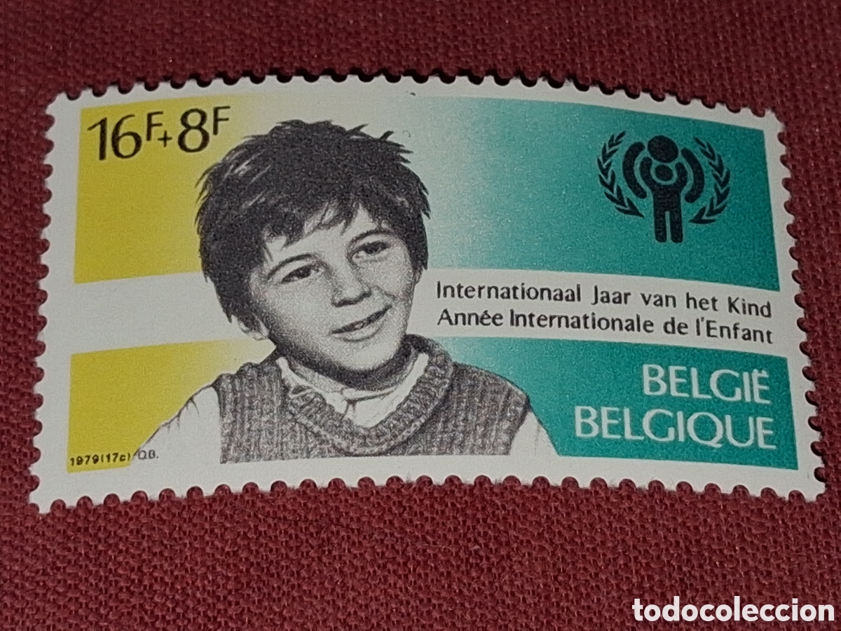 Sellos: Sello (1/3v) B&eacute;lgica nuevo 1978. A&ntilde;o inter ni&ntilde;o. O.N.U. Infancia. Emblema.