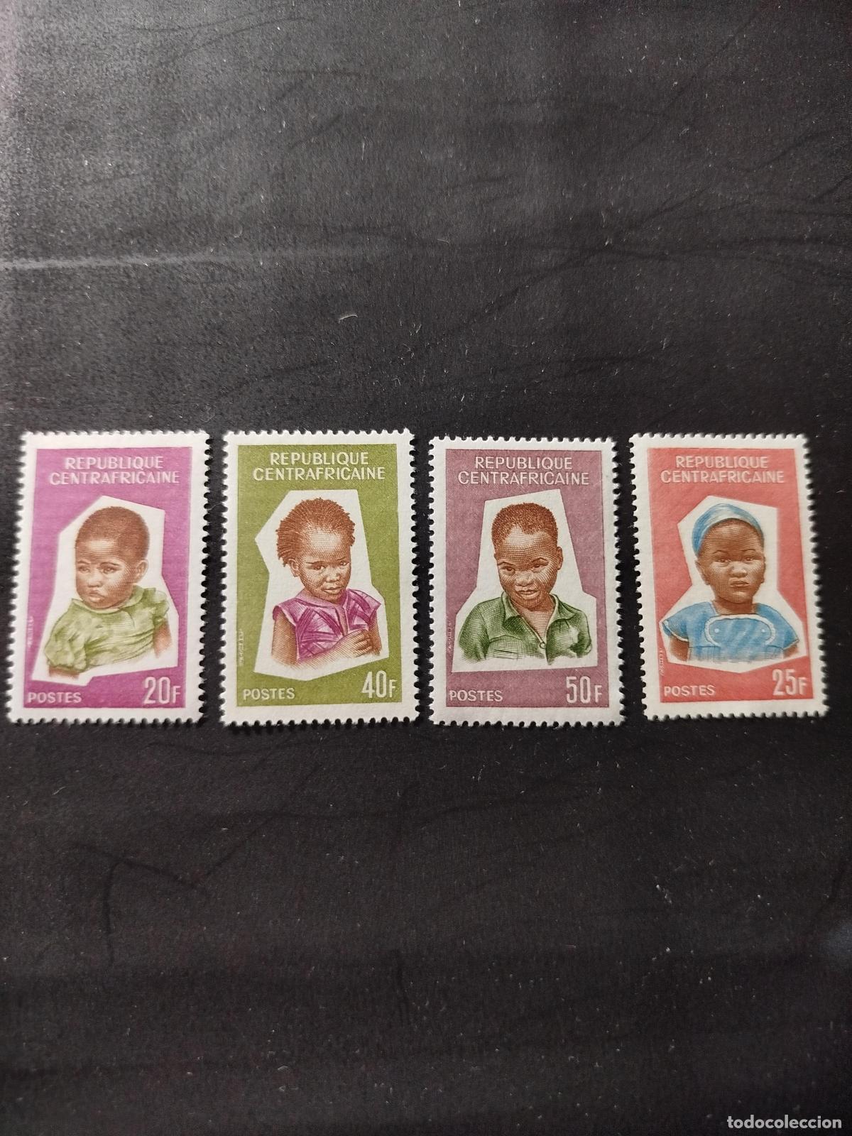 Sellos: Centro&aacute;frica 1964 Mi. 64-67 retratos ni&ntilde;os africanos juventud