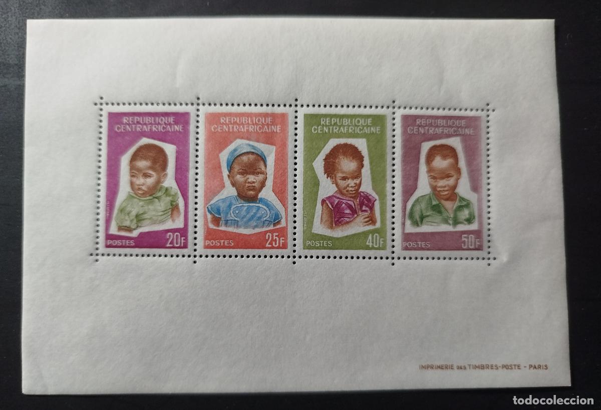 Sellos: Centro&aacute;frica 1964 Mi. Bl. 64-67 retratos de ni&ntilde;os africanos bloque
