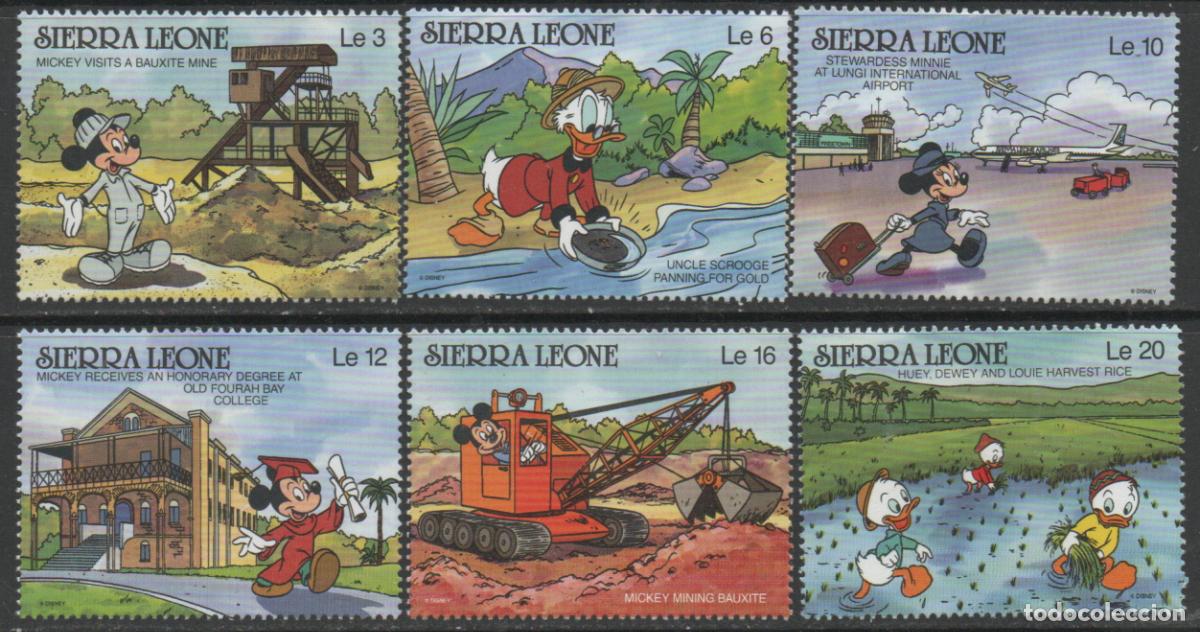 Sellos: SIERRA LEONA IVERT N&ordm; 1202/9, PERSONAJES DE DISNEYEN SIERRA LEONA, NUEVO ***, SERIE CORTA