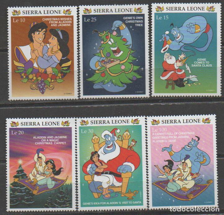 Sellos: SIERRA LEONA IVERT N&ordm; 2308/13, ALADIN DE DISNEY (PELICULA), NUEVO ***, SERIE CORTA