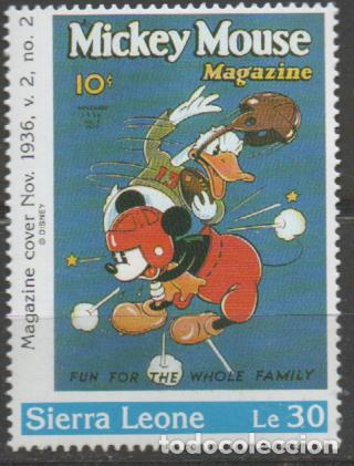 Sellos: SIERRA LEONA IVERT N&ordm; 1618, PORTADA DE LA REVISTA MICKEY MOUSE DE NOVIEMBRE DE 1936, NUEVO ***