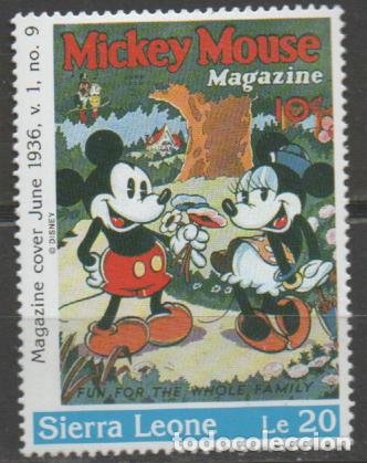 Sellos: SIERRA LEONA IVERT N&ordm; 1618, PORTADA DE LA REVISTA MICKEY MOUSE DE JUNIO DE 1936, NUEVO ***