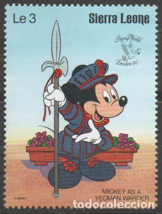 Sellos: SIERRA LEONA IVERT N&ordm; 1213, PATO DONALD COMO BEEFEATHER, NUEVO ***