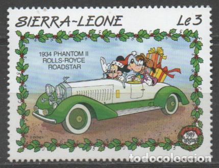 Sellos: SIERRA LEONA IVERT N&ordm; 1085, DISNEY EN COCHES CLASICOS: EN Phantom II Rolls-Royce Roadstar DE 1934, N