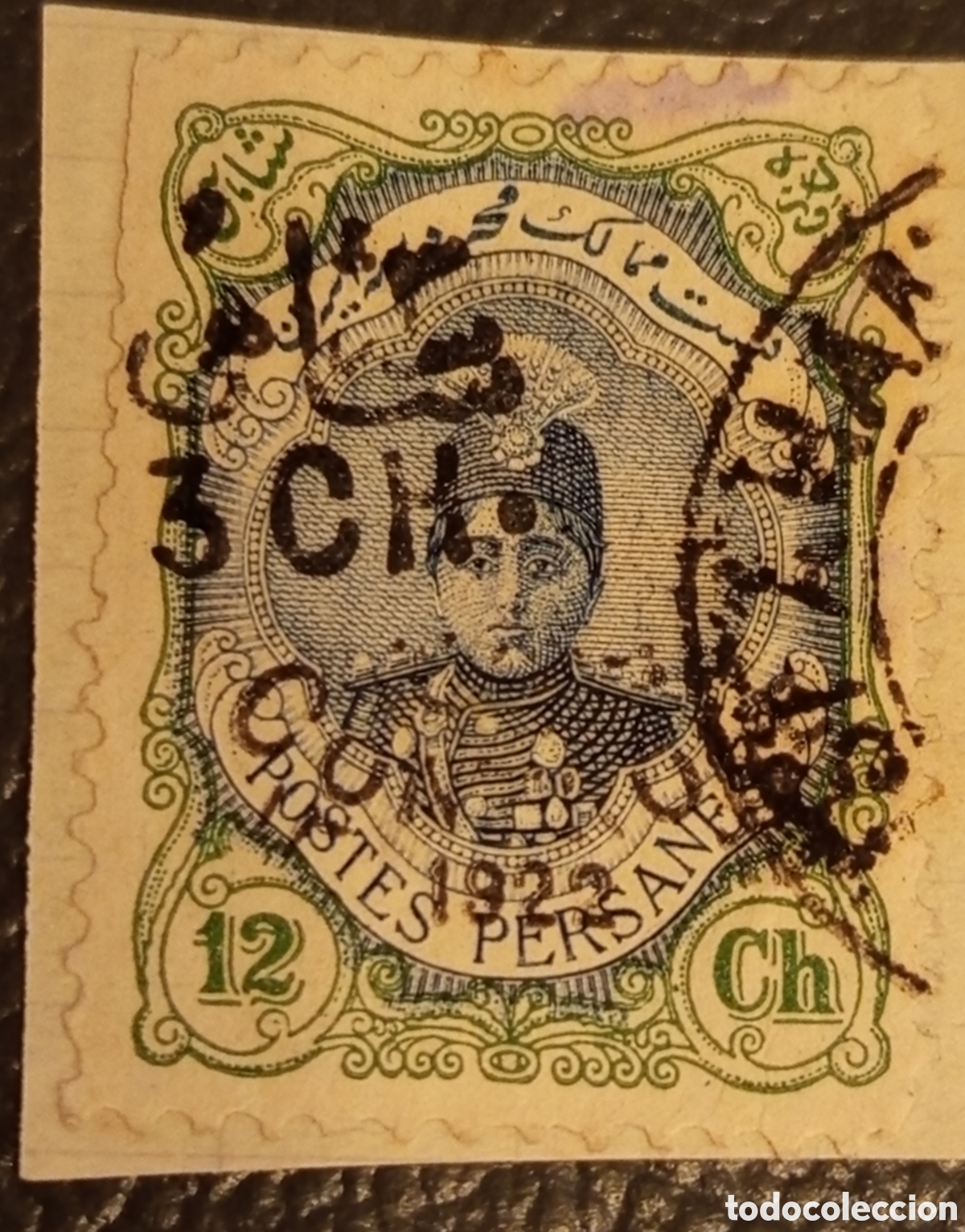 Sellos: Persia (Ir&aacute;n) 1922 - Ahmad Shah Qajar - 3 Ch sobre 12 Ch - Cat. Scott #646