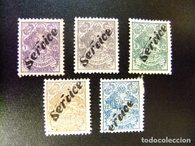 Sellos: 57 IRAN 1902 / SELLOS de CORREOS 1902 sobrecarga SERVICE / YVERT S 8 -10 +12 -13 MH FU