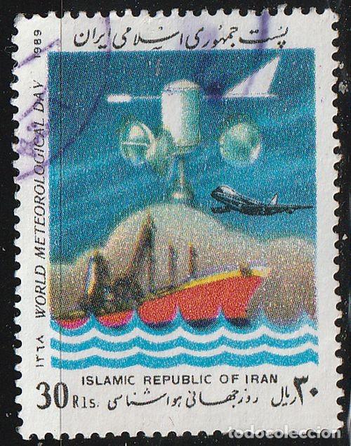 Sellos: Iran 1989 Scott 2363 Sello &ordm; Dia Mundial Metereologia Equipo Metereologico Barco y Boeing 747