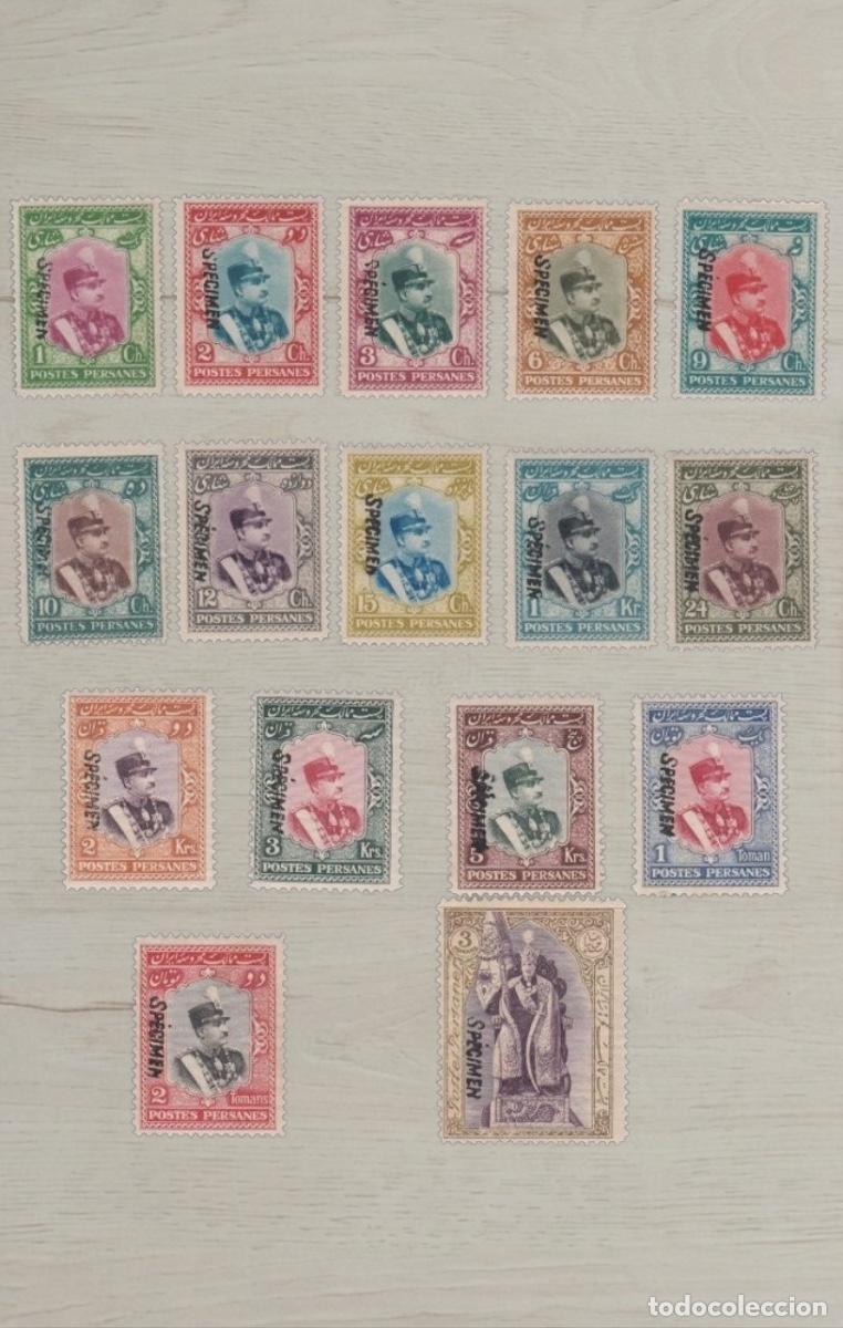 Sellos: Iran Persia 1911 Ahmad Shah Qajar COMPLETE Definitive Selection &rdquo;SPECIMEN&rdquo; Overprints Mint 16v - Arc