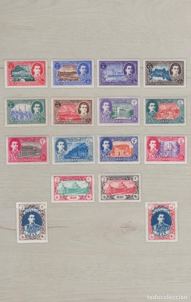 Sellos: Gran Lote 16 Sellos de Ir&aacute;n (Persia) 1950/1953 - Serie Vistas y Shah Mohammad Reza Pahlavi - Nuevos