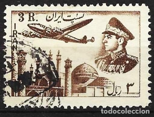 Sellos: Ir&aacute;n 1953 - Mi 870 - YT A 71 - Avi&oacute;n sobrevolando una mezquita ( A&eacute;reo )