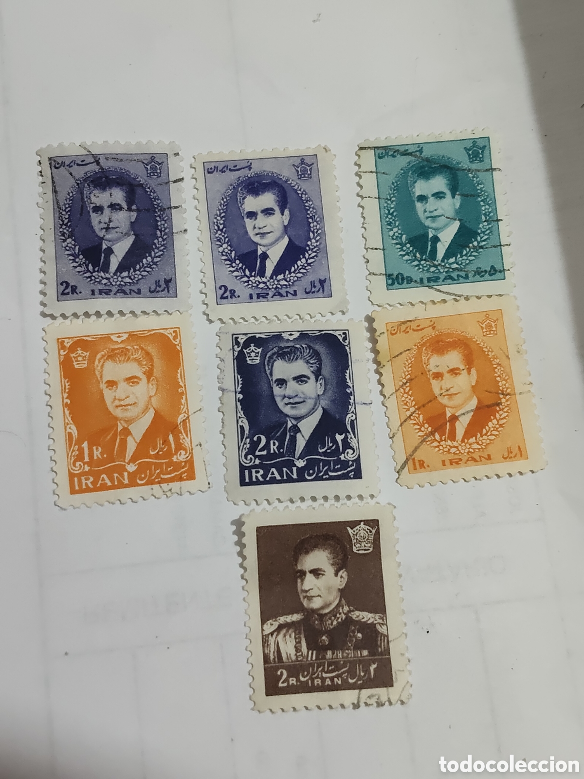 Sellos: 7 sellos de Persia Sha Reza Palhevi 1950-60
