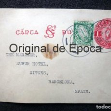 Sellos: (JX-190261)TARJETA POSTAL ENVIADA DESDE EL ESTADO LIBRE DE IRLANDA A SITGES (BARCELONA )1935.