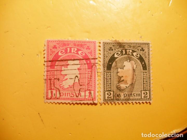 Sellos: IRLANDA - EIRE - MAPA - 1 Y 2 PENIQUES. - Foto 1