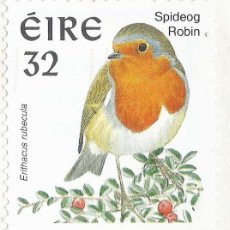 Sellos: ❤️ SELLO EUROPEAN ROBIN (ERITHACUS RUBECULA) - 1997 - IRLANDA, 32 PENIQUE IRLANDÉS ❤️