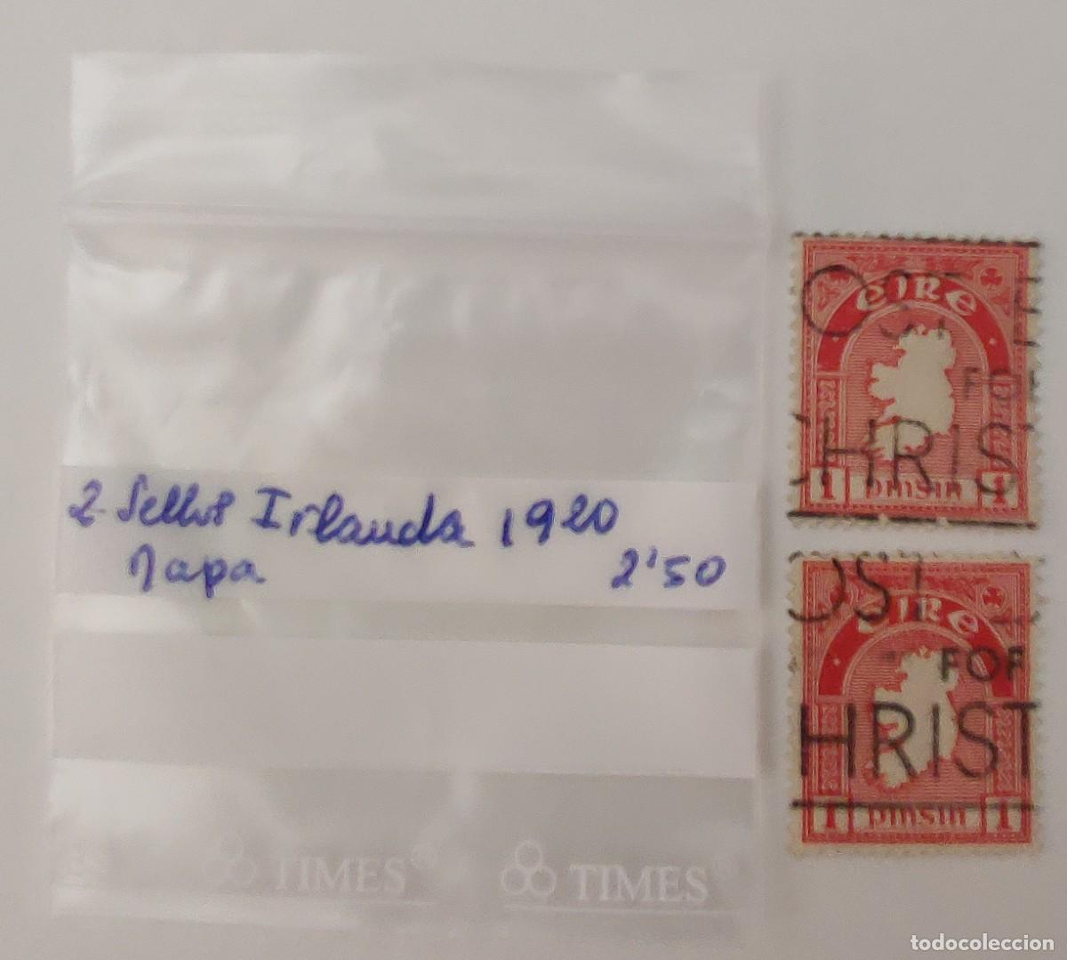 Sellos: 2 Sellos. Irlanda. Mapa. A&ntilde;o 1920. - Foto 2