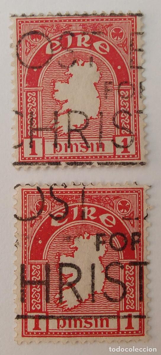 Sellos: 2 Sellos. Irlanda. Mapa. A&ntilde;o 1920. - Foto 7