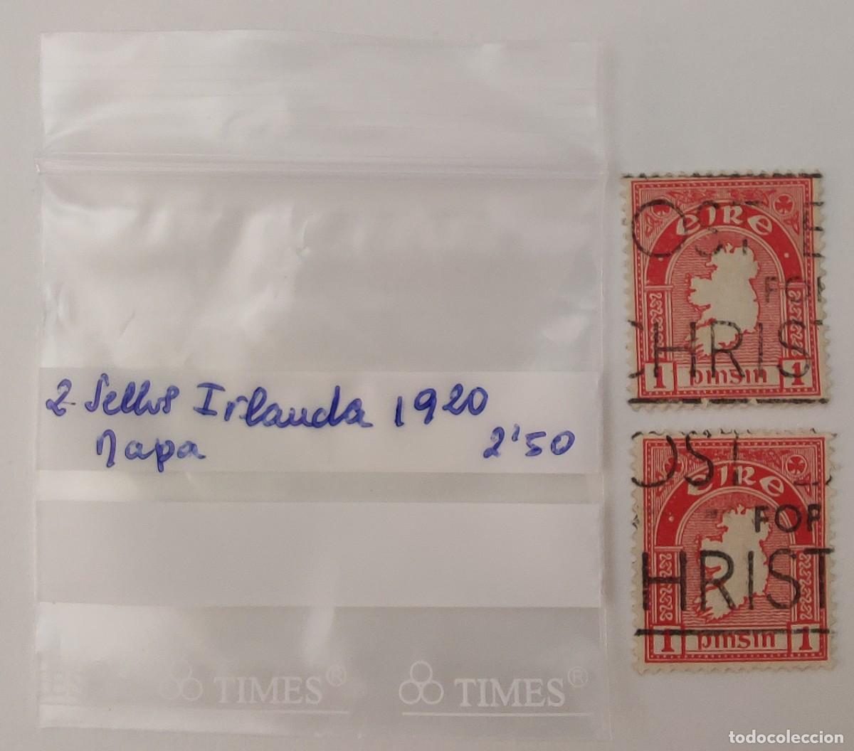 Sellos: 2 Sellos. Irlanda. Mapa. A&ntilde;o 1920. - Foto 8