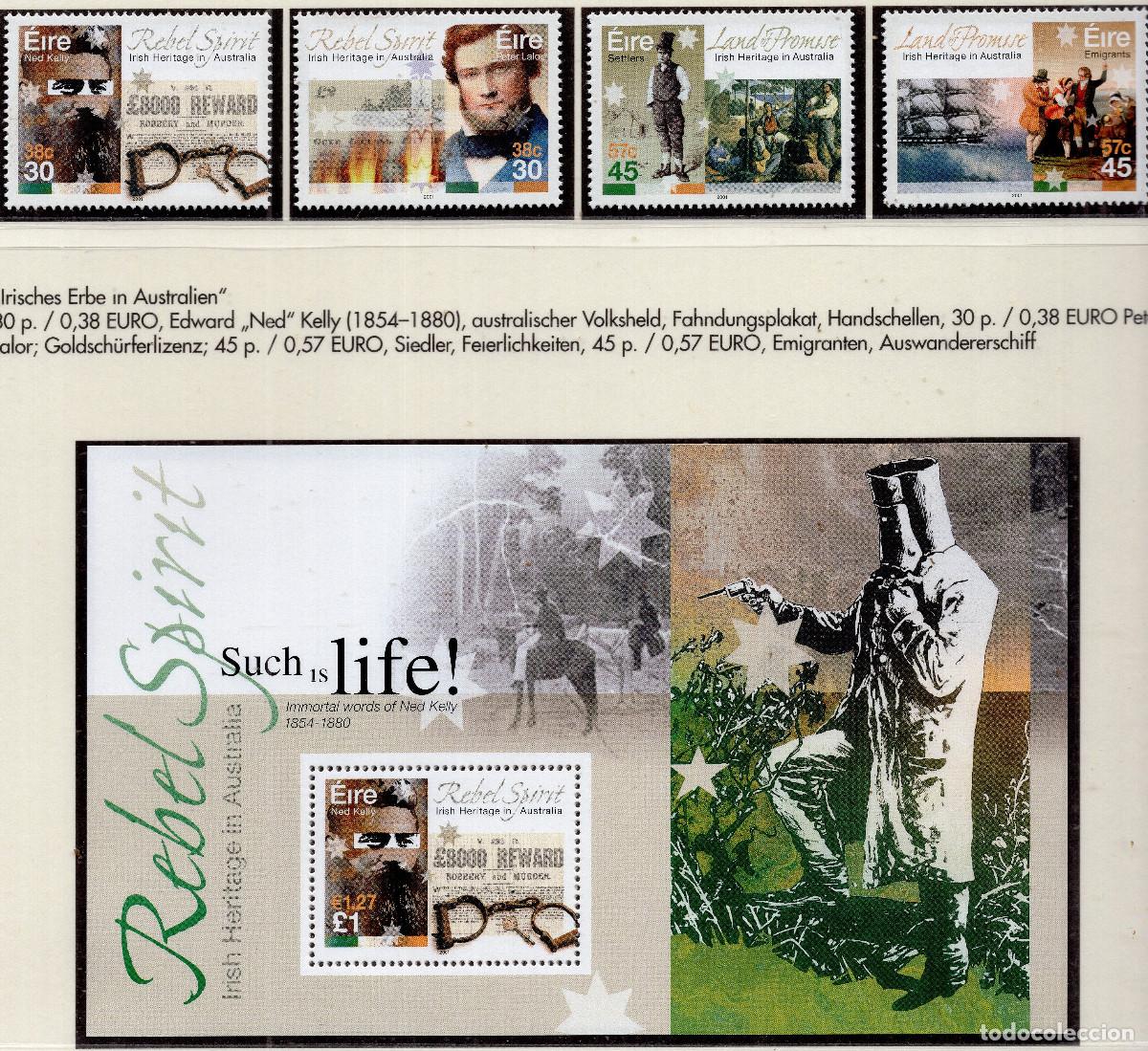 Sellos: IRLANDA 2001 STAMP MICHEL IE 1332-1336+BL 39