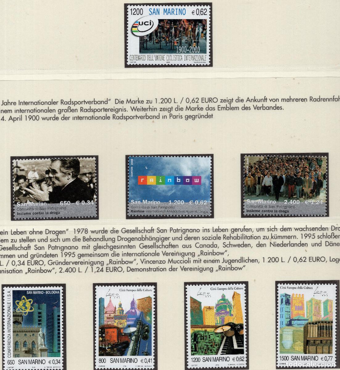 Sellos: SAN MARINO 2000 STAMP MICHEL SM 1898+1890-1892+1886-1889