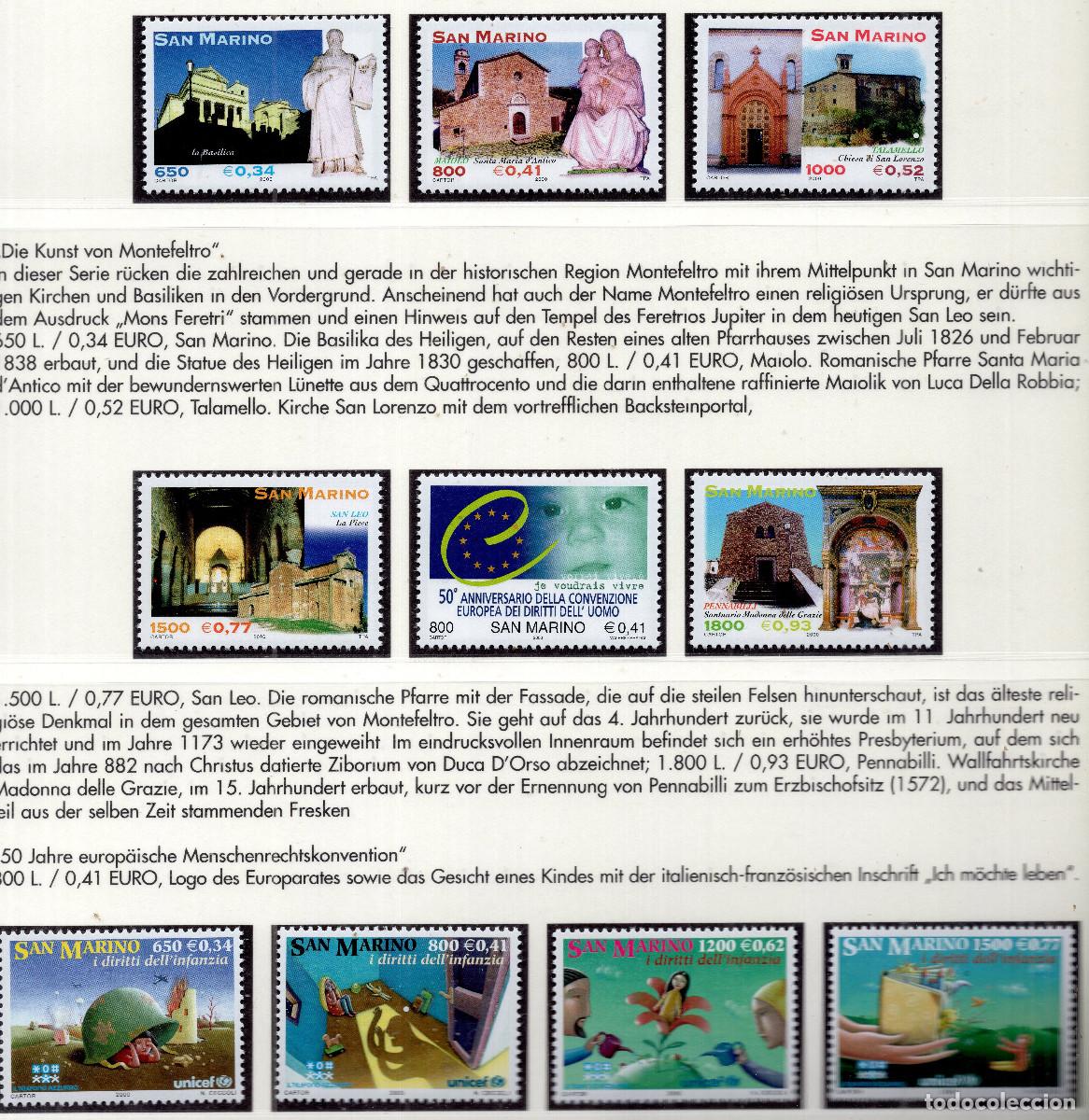 Sellos: SAN MARINO 2000 STAMP MICHEL SM 1990-1994+1899+1905-1908