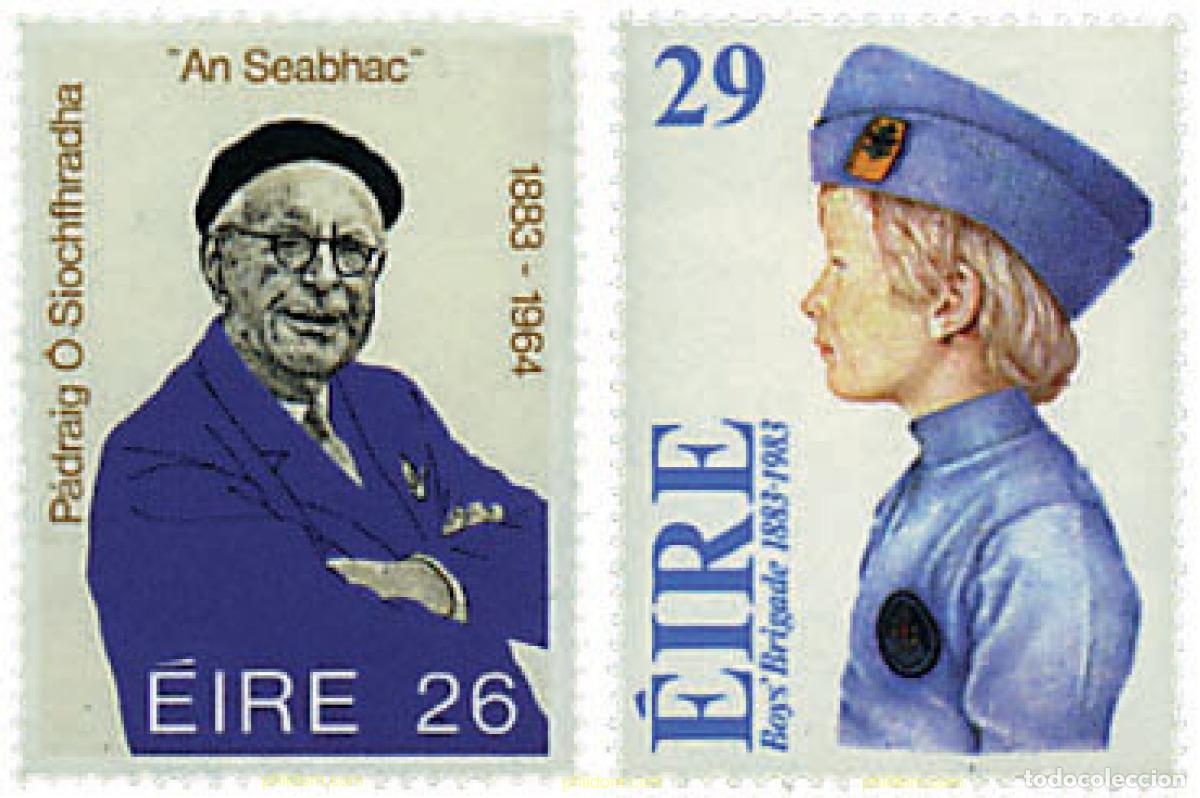 Sellos: 33450 MNH IRLANDA 1983 CENTENARIO DEL NACIMIENTO DE SIOCHFHRADHA. CENTENARIO DE LA BRIGADA JUVENIL
