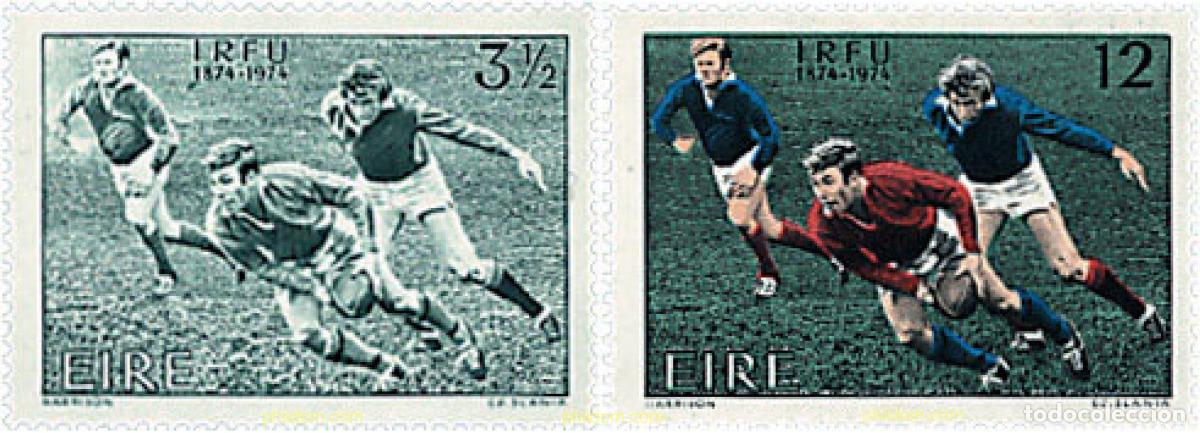 Sellos: 66677 MNH IRLANDA 1974 CENTENARIO DE LA FUNDACION DE LA UNION DEL RUGBY IRLANDES