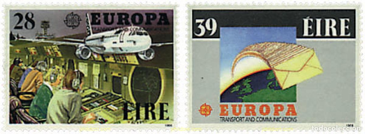 Sellos: 62693 MNH IRLANDA 1988 EUROPA CEPT. TRANSPORTE Y MEDIOS DE COMUNICACION