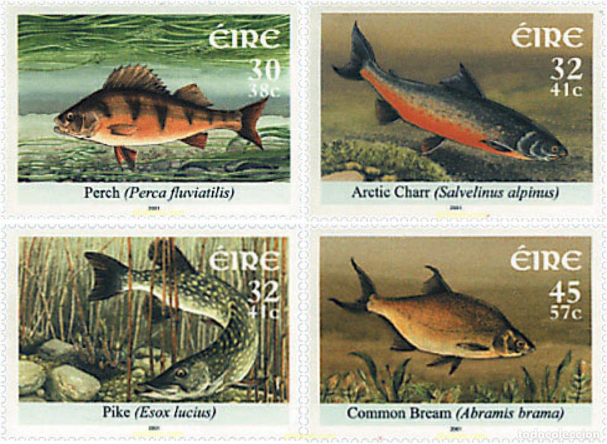 Sellos: 81272 MNH IRLANDA 2001 PECES DE AGUA DULCE