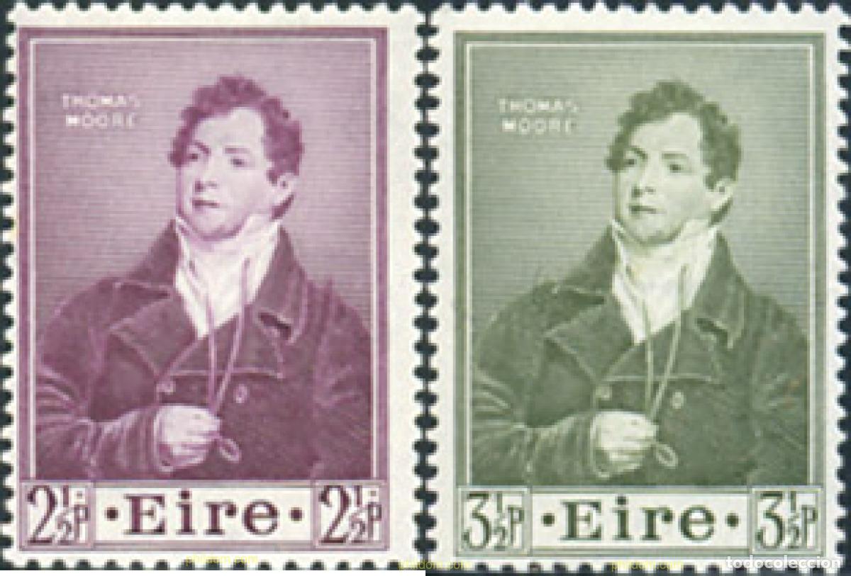 Timbres: 164397 HINGED IRLANDA 1952 CENTENARIO DE LA MUERTE DE THOMAS MOORE