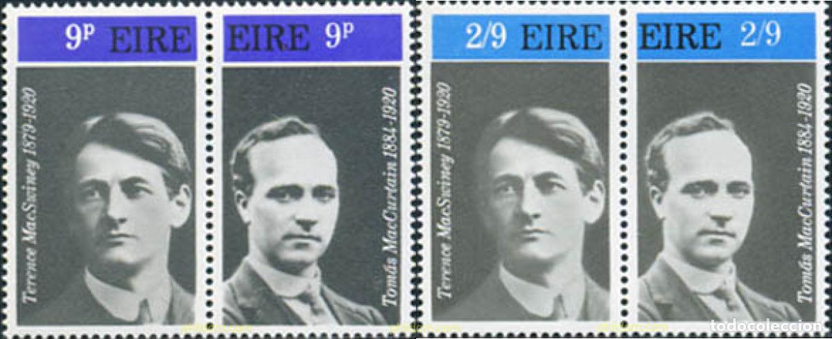 Sellos: 170097 MNH IRLANDA 1970 50 ANIVERSARIO DE LA MUERTE DE TOMAS MAC CURTAIN Y TERENCE MAC SWINEY