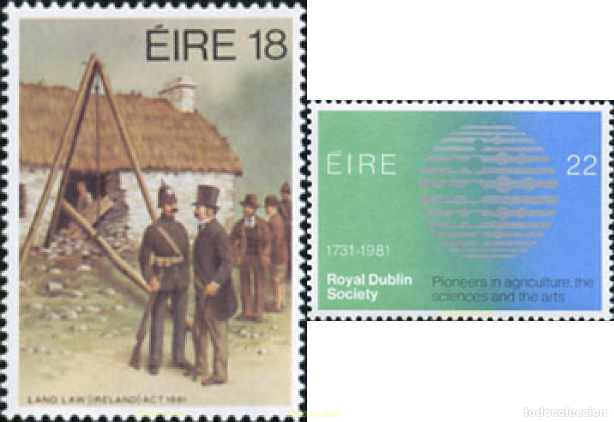 Stamps: 164800 MNH IRLANDA 1981 CENTENARIO DE LA LEY AGRICOLA Y 250 ANIVERSARIO DE LA ROYAL DUBLIN SOCIETY
