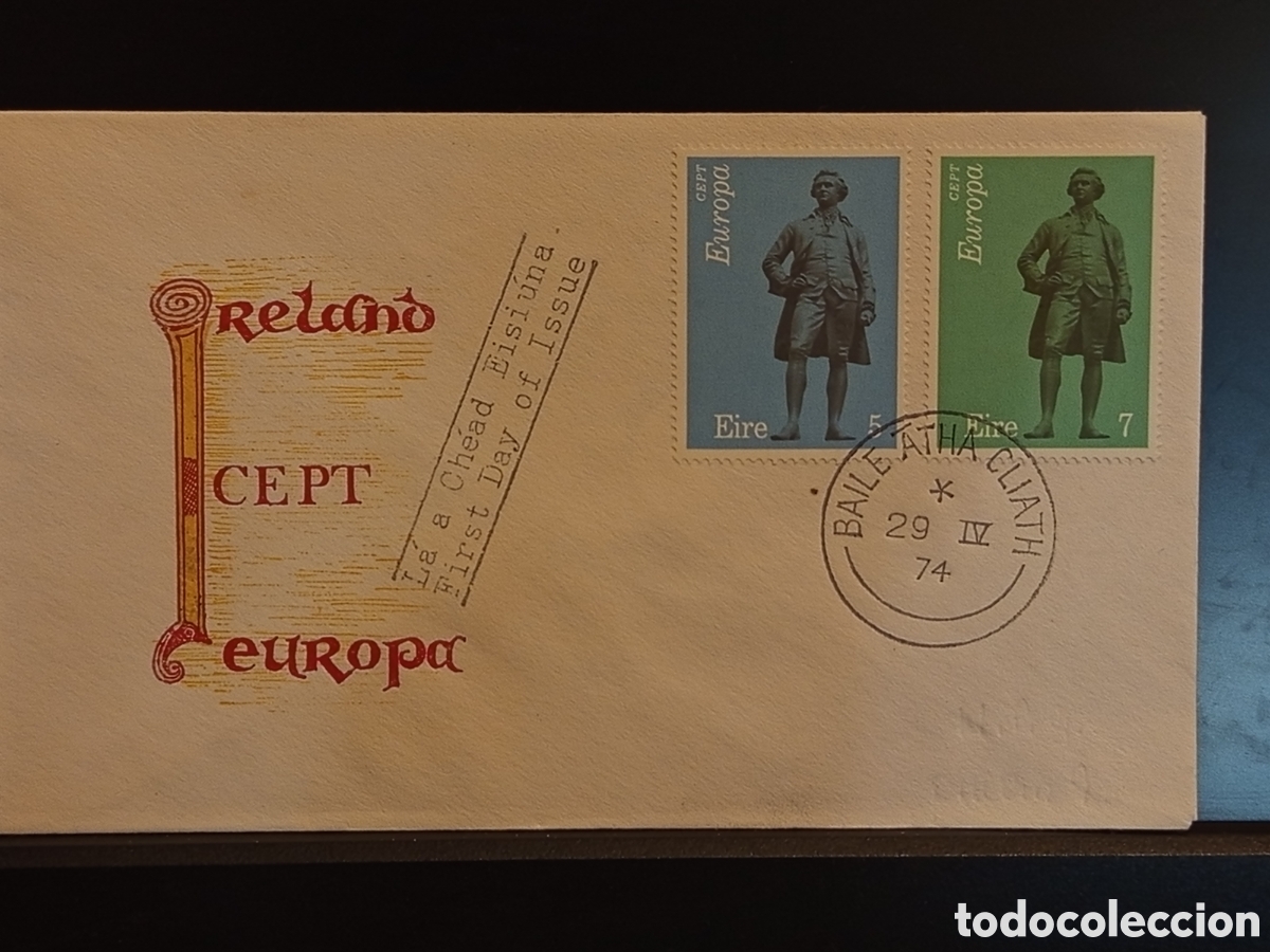 Sellos: &rdquo;FDC Irlanda 1974 - Europa CEPT - Dublin First Day of Issue - Dise&ntilde;o celta&rdquo;