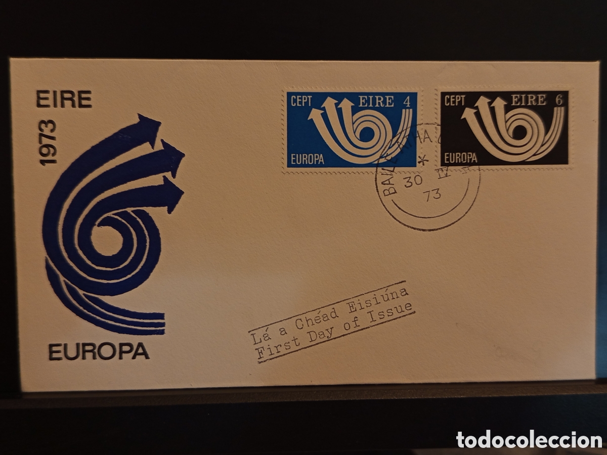Sellos: &rdquo;FDC Irlanda 1973 - Europa CEPT - Cornetas postales - Dublin First Day&rdquo;